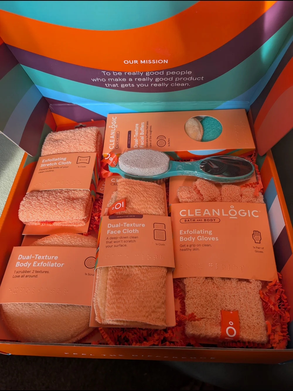 CleanLogic Exfoliating Body Care Set - Coral Orange